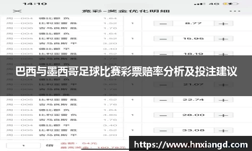 巴西与墨西哥足球比赛彩票赔率分析及投注建议